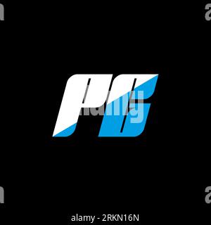 Design de logo de lettre PG sur fond noir. Concept de logo de lettre d'initiales créatives PG. Design d'icône PG. PG design d'icône de lettre blanche et bleue sur bac noir Illustration de Vecteur