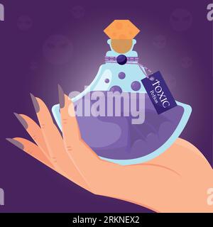 Main tenant une potion toxique magique élixir Vector illustration Illustration de Vecteur