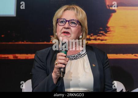 Curitiba, Brésil. 25 août 2023. PR - CURITIBA - 08/25/2023 - CURITIBA, SÉMINAIRE PORTOS BRASILEIROS - Rosemarie Diedrichs, juge TRT 9e région, lors du séminaire Portos Brasileiros, à l'hôtel Bourbon Convention à Curitiba, ce vendredi (25). Événement créé par Portos do Parana débat sur le rôle des ports dans l'économie brésilienne et les principaux aspects de la loi portuaire. Photo : Robson Mafra/AGIF/Sipa USA crédit : SIPA USA/Alamy Live News Banque D'Images