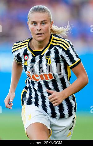 Barcelone, Espagne. 24 août 2023. Amanda Nilden de la Juventus lors du match amical de pré-saison, Joan Gamper Women's Trophy entre le FC Barcelone et la Juventus a joué au Johan Cruyff Stadium le 24 août 2023 à Barcelone, Espagne. (Photo Alex Carreras/PRESSINPHOTO) crédit : PRESSINPHOTO SPORTS AGENCY/Alamy Live News Banque D'Images