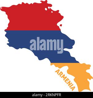 Carte colorée isolée de l'Arménie avec son drapeau vecteur Illustration de Vecteur