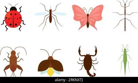 Ensemble de différentes icônes d'insectes de couleur vecteur Illustration de Vecteur