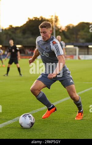 Armco Arena, Solihull, Royaume-Uni, 25 août 2023, Tylor Golden du FC Halifax Town lors du match de la Ligue nationale Vanarama entre Solihull Moors FC et FC Halifax Town qui s'est tenu au Solihull Moors Armco Arena crédit : Nick Phipps/Alamy Live News Banque D'Images