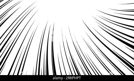 Black concentration line with focus on the top. Rectangular background illustration material with cartoon effect lines. Stock Vector