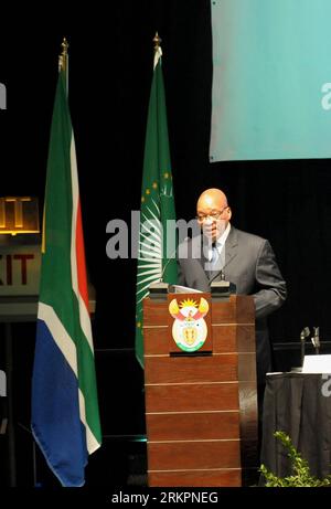 Bildnummer: 58033315  Datum: 25.05.2012  Copyright: imago/Xinhua (120525) -- JOHANNESBURG, May 25, 2012 (Xinhua) -- South African President Jacob Zuma speaks at the first Global African Diaspora Summit held in Johannesburg, South Africa, May 25, 2012. More than 60 heads of state across the world participated in the first Global African Diaspora Summit here on Friday. (Xinhua/Li Qihua) SOUTH AFRICA-GLOBAL AFRICAN DIASPORA SUMMIT PUBLICATIONxNOTxINxCHN People Politik xdp x0x 2012 hoch      58033315 Date 25 05 2012 Copyright Imago XINHUA  Johannesburg May 25 2012 XINHUA South African President Ja Stock Photo