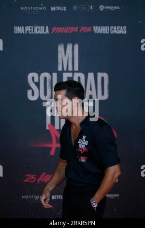 23 août 2023, Madrid, Madrid, Espagne : l'acteur espagnol Mario Casas pose lors d'un photocall pour les médias avant la première du film 'mi soledad tiene Alass', à Madrid (Espagne). Mario Casas, lauréat d'un Goya du meilleur acteur principal pour le film 'No mataras', fait le saut dans la production et la réalisation avec son premier film 'mi soledad tiene Alass', qui sortira en salles le 25 août. Le film, situé dans les quartiers où le réalisateur a passé son enfance, suit un groupe d'enfants qui vivent la vie sur le bord et volent les magasins de bijoux jusqu'à ce que quelque chose tourne mal et, bien sûr, th Banque D'Images