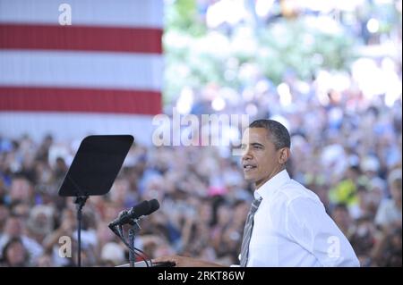 Bildnummer : 58403099 Datum : 29.08.2012 Copyright : imago/Xinhua (120829) - CHARLOTTESVILLE, 29 août 2012 (Xinhua) -- le président américain Barack Obama est vu lors d'une campagne organisée à Charlottesville, Virginie, États-Unis, le 29 août 2012. (Xinhua/Wang Yiou) US-OBAMA-ELECTION-CAMPAIGN PUBLICATIONxNOTxINxCHN People Politik USA premiumd xns x1x 2012 quer 58403099 Date 29 08 2012 Copyright Imago XINHUA Charlottesville, Virginie août 29 2012 XINHUA U S Président Barack Obama EST des lacs au cours d'un événement de campagne héros à Charlottesville, Virginie Virginie États-Unis août 29 2012 XINHU Banque D'Images