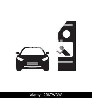 Icône de glyphe en voiture. Symbole de style solide simple peut être utilisé pour la conception Web, mobile, interface utilisateur. À travers, fenêtre, voiture, restaurant, concept de magasin. Vector illust Illustration de Vecteur