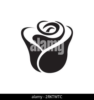 Icône de fleur de rose graphique vectoriel noir et blanc Illustration de Vecteur