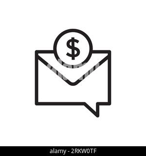 Commision, enveloppe, icône de ligne de monnaie. Illustration d'élément simple. Commision, enveloppe, conception de symbole de contour de concept d'argent. Illustration de Vecteur