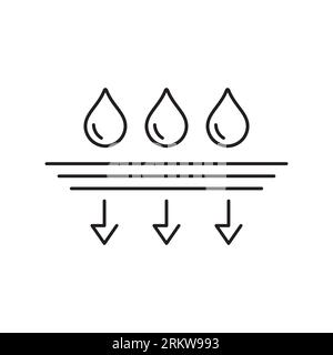 Absorption. Absorbez les couches douces et les gouttes isolées sur blanc. Symbole d'hygiène. Absorbant l'humidité. Concept de protection de la peau. Icône de ligne fine vectorielle. Illustration de Vecteur