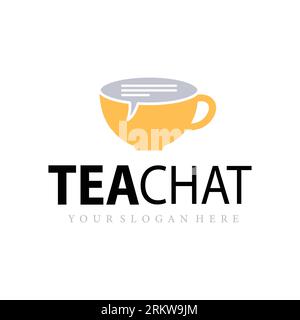 Tea chat logo. Sign in form of cup and bubble speech Illustration de Vecteur