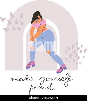 Pose de danse de femme et illustration vectorielle de citation de motivation. Illustration de Vecteur