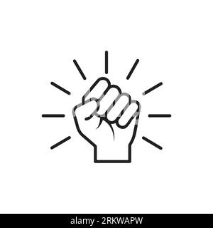 Icône Will. Puissance fermée à la main, . lutter pour les droits, la liberté. Levé le poing serré de la victoire, de la force et de la solidarité. Vecteur de contour modifiable Illustration de Vecteur