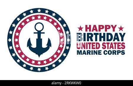 Joyeux anniversaire United States Marine corps Vector Template Design Illustration. Convient pour carte de voeux, affiche et bannière Illustration de Vecteur