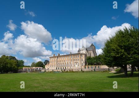 The Royal Abbey Notre-Dame of Celles-sur-Belle in the Deux-Sevres department of France Stock Photo