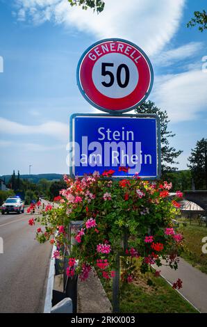 Stein am Rhein, Suisse - 23 juillet 2023 : Stein am Rhein est une petite ville située à l'ouest du lac de Constance, dans le nord-est de la Suisse, connue pour ses medieva Banque D'Images