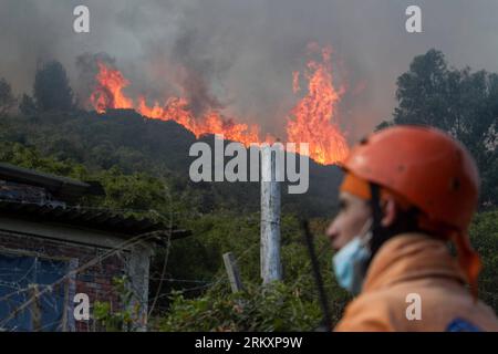 Bildnummer : 59040894 Datum : 11.01.2013 Copyright : imago/Xinhua des membres de la Défense civile tentent d'éteindre un feu de forêt à Cota, dans la banlieue de Bogota, Colombie, le 11 janvier 2013. Selon la presse locale, quatre acres ont été consumés par l'incendie, et environ 30 familles ont été évacuées. (Xinhua/Jhon Paz) (mp) BOGOTA-COTA-FIRE PUBLICATIONxNOTxINxCHN Gesellschaft Brand Feuer Waldbrand x0x xds 2013 quer premiumd 59040894 Date 11 01 2013 Copyright Imago XINHUA des membres de la défense civile tentent d'éteindre un incendie de forêt à Cota À la périphérie de Bogota Colombie LE 11 2013 janvier Accord Banque D'Images