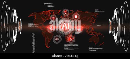 Collection hi-tech numérique Sky-fi dans le style HUD. Podium de téléportation cercle magique. GUI, projecteur de réalité virtuelle UI. Technologie holographique abstraite. Vecteur Illustration de Vecteur