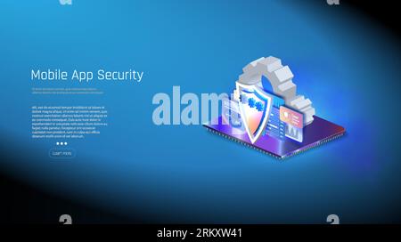 Banque en ligne, login, protection, le concept d'un portefeuille intelligent avec une application de paiement illustration vectorielle isométrique plate. Écran de paiement électronique Illustration de Vecteur
