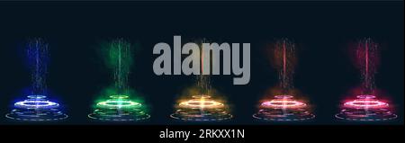 Collection hi-tech numérique Sky-fi dans le style HUD. Podium de téléportation cercle magique. GUI, projecteur de réalité virtuelle UI. Technologie holographique abstraite. Vecteur Illustration de Vecteur