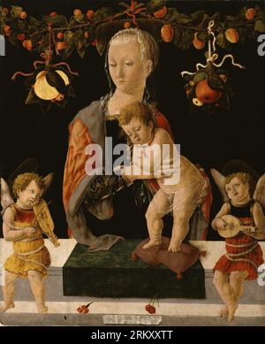 Madone et enfant avec des anges entre 1459 et 1460 (Renaissance) de Giorgio Schiavone Banque D'Images