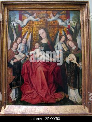 Madonna et enfant avec des anges 15. Century ; 2013-11-15 10:25:52 par Maître du feuillage brodé Banque D'Images