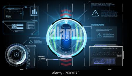 Voitures intelligentes conduisant sur la route, véhicules sans conducteur, vue de dessus. ADAS, SON système. Smart car (HUD) vue de dessus de la voiture avec interface numérique électronique, param Illustration de Vecteur
