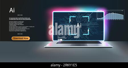 Chattez avec IA, Intelligence artificielle. L'utilisation de l'invite de commande pour génère quelque chose, transformation technologique futuriste. Illustration de Vecteur