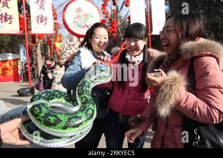 Bildnummer : 59207009 Datum : 12.02.2013 Copyright : imago/Xinhua (130212) -- BEIJING, 12 février 2013 (Xinhua) -- les visiteurs jouent avec un jouet gonflable en forme de serpent à une foire du temple tenue pour célébrer la fête du printemps, ou le nouvel an lunaire chinois, à Beijing, capitale de la Chine, le 12 février 2013. (Xinhua/Chen Xiaogen) (ry) CHINA-SPRING FESTIVAL-CELEBRATION (CN) PUBLICATIONxNOTxINxCHN Gesellschaft Kultur Neujahr Frühlingsfest Feiertag xac x0x 2013 quer 59207009 Date 12 02 2013 Copyright Imago XINHUA Beijing février 12 2013 visiteurs de XINHUA jouer avec un jouet gonflable en forme de serpent À une foire du Temple il Banque D'Images