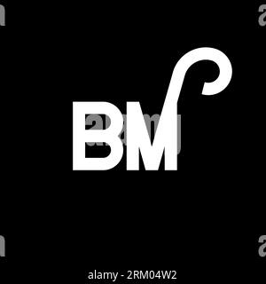 Conception de logo de lettre BM sur fond noir. Concept de logo de lettre d'initiales créatives BM. lettre bm. Conception de lettre blanche BM sur fond noir. B M Illustration de Vecteur