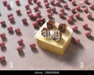 gros plan photo isolée de bon chocolat. chocolat sur une assiette Banque D'Images