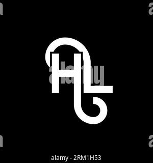 Conception de logo de lettre HL sur fond noir. Concept de logo de lettre d'initiales créatives HL. motif lettre hl. HL design de lettre blanche sur fond noir. H L Illustration de Vecteur