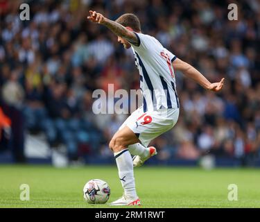 West Bromwich, UK. 26th Aug, 2023. West Bromwich Albion's John Swift in action during the EFL Sky Bet Championship match between West Bromwich Albion and Middlesbrough at The Hawthorns, West Bromwich, England on 26 August 2023. Photo by Stuart Leggett. Editorial use only, license required for commercial use. No use in betting, games or a single club/league/player publications. Credit: UK Sports Pics Ltd/Alamy Live News Stock Photo