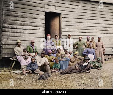 Cumberland Landing, Virginie Groupe de "contrebande" à la maison de Foller. Photographie du principal théâtre oriental de la guerre, la campagne péninsulaire, mai-août Banque D'Images