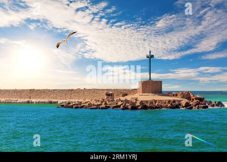 Ruines du célèbre phare d'Alexandrie, lieu de visite populaire en Egypte Banque D'Images