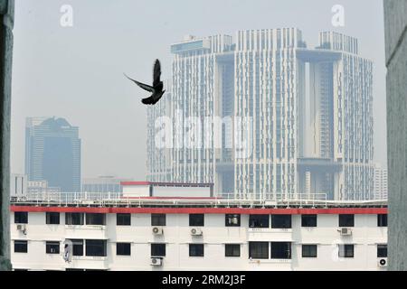 Bildnummer : 59844134 Datum : 17.06.2013 Copyright : imago/Xinhua (130617) -- SINGAPOUR, 17 juin 2013 (Xinhua) -- Smoke Haze Shords Chinatown in Singapore, 17 juin 2013. Les feux de terre et de forêt sur l île indonésienne de Sumatra créent fréquemment une brume épaisse et grise pendant la saison sèche. Les vents transportent les particules vers le nord jusqu'à Singapour et la Malaisie, nuisent au ciel, réduisent la visibilité et créent des problèmes de santé. (Xinhua/puis Chih Wey) SINGAPORE-HAZE POLLUTION PUBLICATIONxNOTxINxCHN xcb x0x 2013 quer 59844134 Date 17 06 2013 Copyright Imago XINHUA Singapour juin 17 2013 XINHUA Smoke Banque D'Images