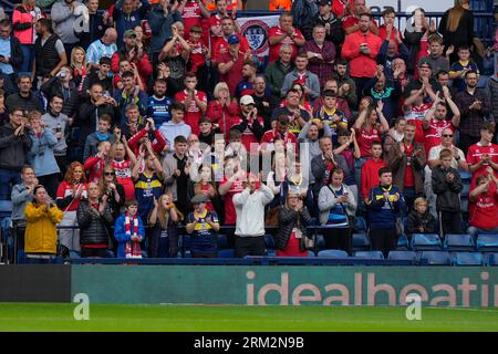 West Bromwich, Royaume-Uni. 26 août 2023. Les supporters de Middlesbrough saluent leurs côtés avant le match du championnat Sky Bet West Bromwich Albion vs Middlesbrough aux Hawthorns, West Bromwich, Royaume-Uni, le 26 août 2023 (photo de Steve Flynn/News Images) à West Bromwich, Royaume-Uni le 8/26/2023. (Photo Steve Flynn/News Images/Sipa USA) crédit : SIPA USA/Alamy Live News Banque D'Images