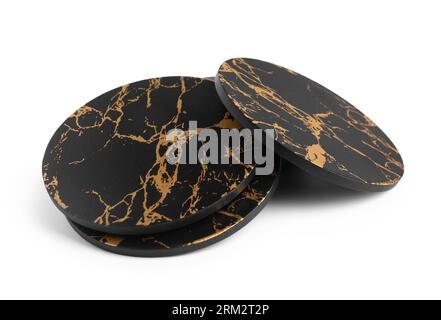 Dessous de verre de table élégants isolés sur fond blanc Banque D'Images