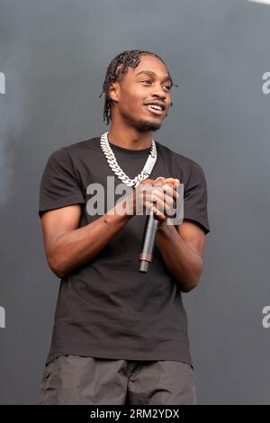 Leeds, Royaume-Uni. Samedi 26 août 2023Lil Tjay se produit au Leeds Festival 2023 à Bramham Park © Jason Richardson / Alamy Live News Banque D'Images