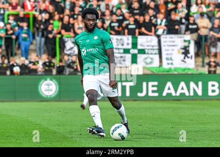 Lommel, Belgique. 26 août 2023. Yeboah Amankwah (38 ans) de Lommel photographié lors d'un match de football entre SK Lommel et KMSK Deinze lors de la troisième journée de la Challenger Pro League pour le 2023-2024 le 26 août 2023 à Lommel, Belgique. Crédit : Sportpix/Alamy Live News Banque D'Images