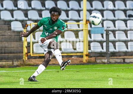 Lommel, Belgique. 26 août 2023. Yeboah Amankwah (38 ans) de Lommel photographié lors d'un match de football entre SK Lommel et KMSK Deinze lors de la troisième journée de la Challenger Pro League pour le 2023-2024 le 26 août 2023 à Lommel, Belgique. Crédit : Sportpix/Alamy Live News Banque D'Images
