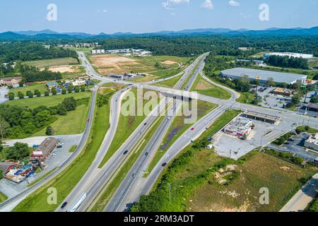 Flat Rock Caroline du Nord, échangeur I-26 Interstate 26, aérien de dessus, intersection de route ascendante, Appalachian Blue Ridge Mountains Banque D'Images