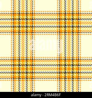 Tartan de fond de motif de texture sans couture à carreaux avec un textile de tissu vecteur à carreaux dans des couleurs jaune clair et orange foncé. Illustration de Vecteur