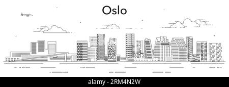 Illustration vectorielle d'art de ligne de paysage urbain d'Oslo Illustration de Vecteur