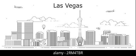 Illustration vectorielle de dessin au trait de paysage urbain de Las Vegas Illustration de Vecteur