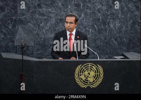 Bildnummer : 60527221 Datum : 25.09.2013 Copyright : imago/Xinhua (130925) -- NEW YORK, 25 septembre 2013 (Xinhua) -- le président du Timor-Leste, Taur Matan Ruak, prend la parole lors du débat général de la 68e session de l’Assemblée générale des Nations Unies au siège de l’ONU à New York, le 25 septembre 2013, deuxième jour du débat général. (Xinhua/Niu Xiaolei) (dzl) un-ASSEMBLÉE GÉNÉRALE-DÉBAT GÉNÉRAL PUBLICATIONxNOTxINxCHN People Politik Generalversammlung un uno xcb x0x 2013 quer premiumd 60527221 Date 25 09 2013 Copyright Imago XINHUA New York sept 25 2013 XINHUA Timor Leste Président Taur Banque D'Images