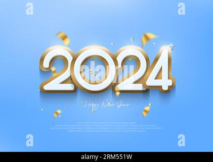 Joyeuse année colorée salutations 2024. Illustration de Vecteur