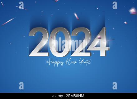 célébration du nouvel an 2024 avec illustration de l'effet lumineux ci-dessous les numéros de célébration. vecteur premium de conception. Illustration de Vecteur