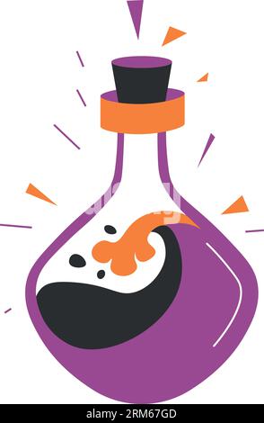 Potion magique en bouteille, sorcellerie de recette de sorcellerie Illustration de Vecteur